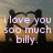 Silhouetted figures form a heart shape against a sunset sky with text overlays expressing affection.
