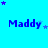 Blue background with repeated 'Maddy' text and varying star arrangements in purple and light blue.