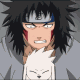 Six show an anime character with spiky black hair, red cheek marks, and a silver headband with a metal plate featuring a symbol