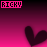 Pixelated pink text 'RICKY' appears above dark purple hearts on a gradient background, with one frame showing the text as 'RICHY'.