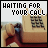 A 48x48 pixel animated buddy icon showing a hand holding a phone with text "WAITING FOR YOUR CALL" that changes color between frames, displayed as a contact sheet of two sequential animation frames.