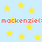 Light blue background with scattered yellow stars and red text reading "mackenzie(: mackenzie(:" in two horizontal bands.
