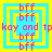 A static digital image with layered square borders and repeated text elements in pink, blue, and yellow colors.