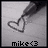 Pixelated grayscale icon shows a heart outline with smoke rising from its top, below which is the text 'mike<3' in blocky font.