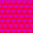 A static pattern of repeating heart shapes in purple and red hues on a red background.