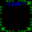Pixelated green and blue text 'RyderN' surrounded by asterisks on a black background with dotted lines forming a