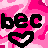 Pixelated pink camouflage background with black text and heart symbols, including 'bec', 'psg', and multiple heart shapes in various positions.