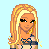 Pixel art character with long blonde hair, blue top, and purple pants; repeated text "Smart Blonde" on yellow background.