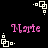 Pixelated pink text 'Marte' appears on black background with white geometric shapes in corners and center.