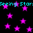 Black background with scattered pink stars and repeated cyan text reading "Seeing Stars" in pixelated font.