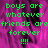Green pixelated text on a pink and purple gradient background with repeated patterns of dark shapes.
