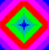 Animated sequence of four distinct geometric patterns with shifting colors and shapes, featuring diamond and cross motifs in bright neon hues.