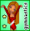 Pixel art of a woman with long blonde hair in red outfit raising arms, two yellow stars on left, vertical text on right.