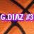 Pixelated orange background with black X-shaped lines and purple-bordered white text reading 'G.DIAZ #3' in the center.