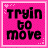 Six pink pixelated with white borders display text fragments; the middle 's 'think' is light gray while others are black