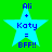Four identical pixelated blue stars on a green background, each containing text reading "Ali + Katy = BFF!!" in blue and purple.