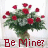 Pixelated bouquet of red roses with green foliage in a vase, overlaid with 'Be Mine?' text.