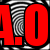 Red text 'A.O.L.A' over grayscale fingerprint background with visible pixelation and partial gray overlay on right side.