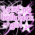 Pixelated pink text and star graphics on black background with purple motion trails in two identical animated frames.