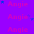 repeated 'Angie' text in pink on a purple background with scattered blue stars, partially obscured by a gray rectangle