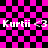 Pixelated pink and black checkered background with repeated text "Kurtii <3" in white, featuring animated distortions