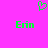 A static image with a bright pink background features two identical green pixelated text instances of 'Erin' and one small green heart symbol above them.