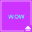 Purple square with cyan 'WOW' text and white pixelated alien at bottom-right corner, four identical frames in