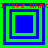 Four identical square with green and blue concentric borders, red text reading "I love AnncI" above each on a bright green background