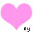 Two identical pink heart shapes with pixelated edges, each positioned above the text 'ily' in black blocky font on a white background.