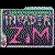 Pixelated green alien with red eyes and a purple collar, wearing glasses in one view, holding a globe in another.