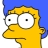 Pixelated yellow cartoon character with wide white eyes and black pupils, blue background, and visible pixelation artifacts.