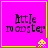 Four identical square with bright pink backgrounds and yellow borders display "Little monster" text and a yellow pixelated alien icon in the bottom-right corner