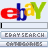 Animated contact sheet of eBay logo variations with evolving text labels beneath each frame, displayed in a 5x5 grid on gray background.