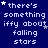 Blue background with white pixelated text reading 'there's something iffy about falling stars' and scattered white stars, some of which move across the frame.
