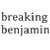 A static contact sheet of two frames showing pixelated text for the band Breaking Benjamin, with