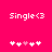 Pixelated text 'Single<3' above a of five heart icons on a solid pink background, with one central heart in light pink and four white hearts