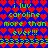 A pixelated image with red heart patterns on a blue background, displaying green text that reads "i luv caroline more than ever!!" and repeating sequences of "3333333=3333333".