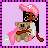 Animated contact sheet of a pixel art character holding a teddy bear with changing text and background elements across 23 frames on a pink grid.