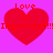 Red heart shapes with text on a pink background, showing pixelated text and a gray rectangle in one view.