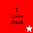 A four- displays 'I Love Reid' text with a white star on red background and a red star on white background