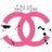 A pink stylized double-C logo with a white center, surrounded by scattered black and gray pixel clusters on a white background.