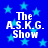 Blue background with light blue stars and white text reading "The AS.K.G. Show" in four identical quadrants.