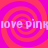 A static image with four spiral patterns in alternating pink and red hues, overlaid with repeated text reading "love: pink".