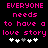 Pixelated text in bright pink on black background with white and gray heart symbols below.