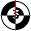 circular icons with black and white rings, each containing a number and red line segment rotating clockwise