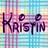 Pixelated text 'Ko Kristin' on a pastel plaid background with vertical and horizontal stripes in pink, blue, green, and yellow.