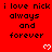 Red background with black text repeating 'i love nick always and forever' in three , each containing a white pixelated heart symbol