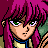 Pixelated anime character with magenta hair and green eyes holding a green phone to their ear against a black background with silver text.
