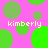 Pixelated green circles on a pink background with repeated 'kimberly' text in light yellow, no visible animation changes.