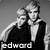 Black-and-white image of two people in a close pose with one person's arm around the other's shoulder, text "jedward" below.